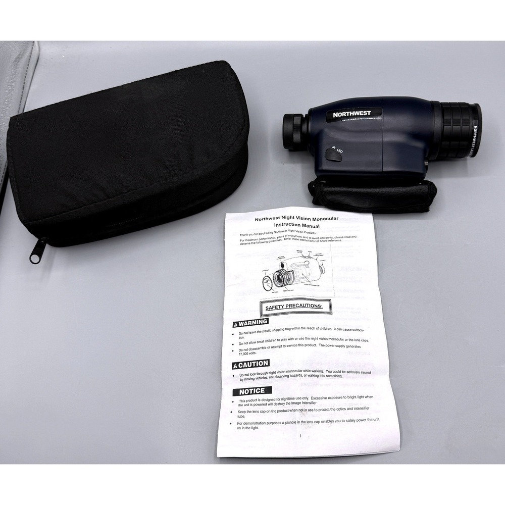 Northwest Night Vision Monocular IR LED Handheld Scope with Case, Manual, Works!